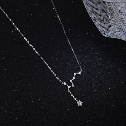 S925 Sterling Silver Big Dipper Necklace New Simple Diamond Clavicle Chain Fashion Personality Constellation Necklace