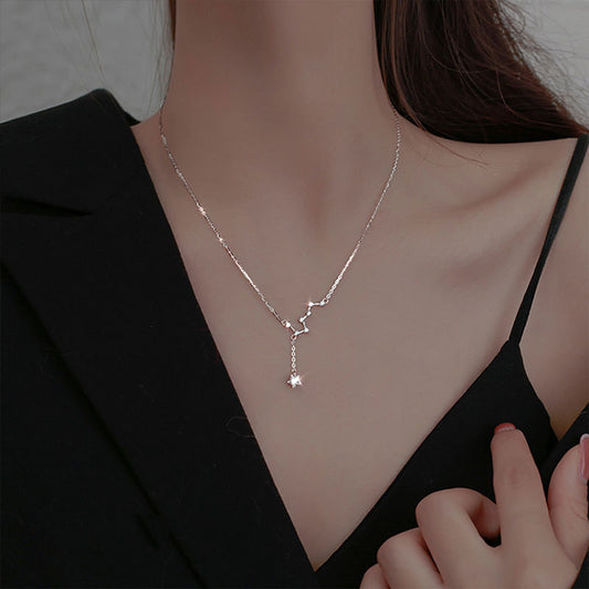 S925 Sterling Silver Big Dipper Necklace New Simple Diamond Clavicle Chain Fashion Personality Constellation Necklace