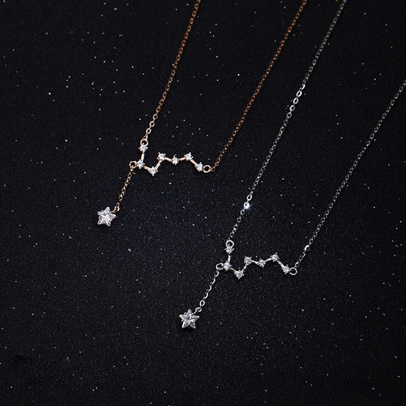 S925 Sterling Silver Big Dipper Necklace New Simple Diamond Clavicle Chain Fashion Personality Constellation Necklace