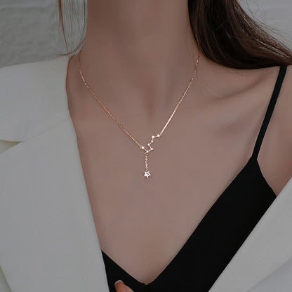 S925 Sterling Silver Big Dipper Necklace New Simple Diamond Clavicle Chain Fashion Personality Constellation Necklace