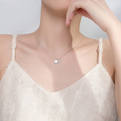 Modian Real 925 Sterling Silver Link Chain Necklace for Women Shiny Zircon Starfish Shell Pendant Necklace Fine Jewelry New