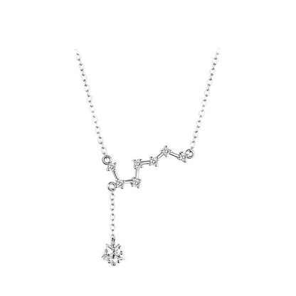 S925 Sterling Silver Big Dipper Necklace New Simple Diamond Clavicle Chain Fashion Personality Constellation Necklace