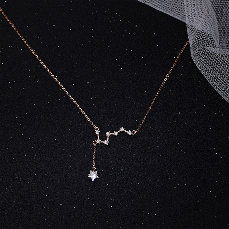 S925 Sterling Silver Big Dipper Necklace New Simple Diamond Clavicle Chain Fashion Personality Constellation Necklace