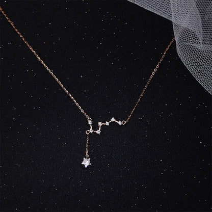 S925 Sterling Silver Big Dipper Necklace New Simple Diamond Clavicle Chain Fashion Personality Constellation Necklace