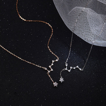 S925 Sterling Silver Big Dipper Necklace New Simple Diamond Clavicle Chain Fashion Personality Constellation Necklace